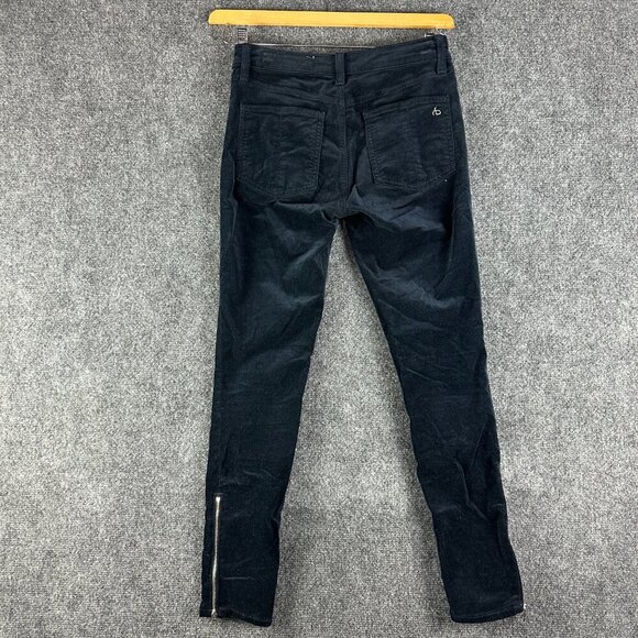 Rag & Bone Jean Womens 26 Navy Velvet Skinny 5 Pocket Style Zip Ankle Stretch - Picture 7 of 9